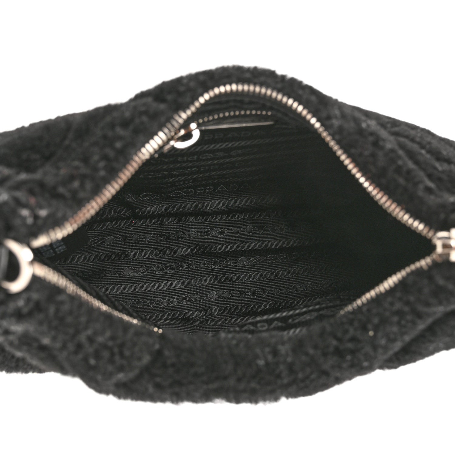 Prada Shearling Nappa Triangle Quilted Patchwork System Shoulder Bag Black 5 of 11