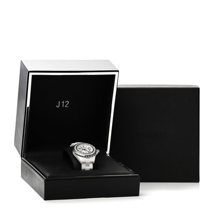 Chanel Stainless Steel Ceramic Diamond Pave Bezel 33mm J12 Quartz Watch White 5 of 5
