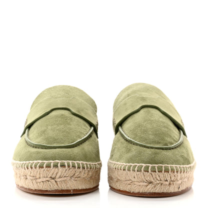 Hermes Suede Calfskin Womens Trip Espadrilles 35 Vert Sauge 2 of 8