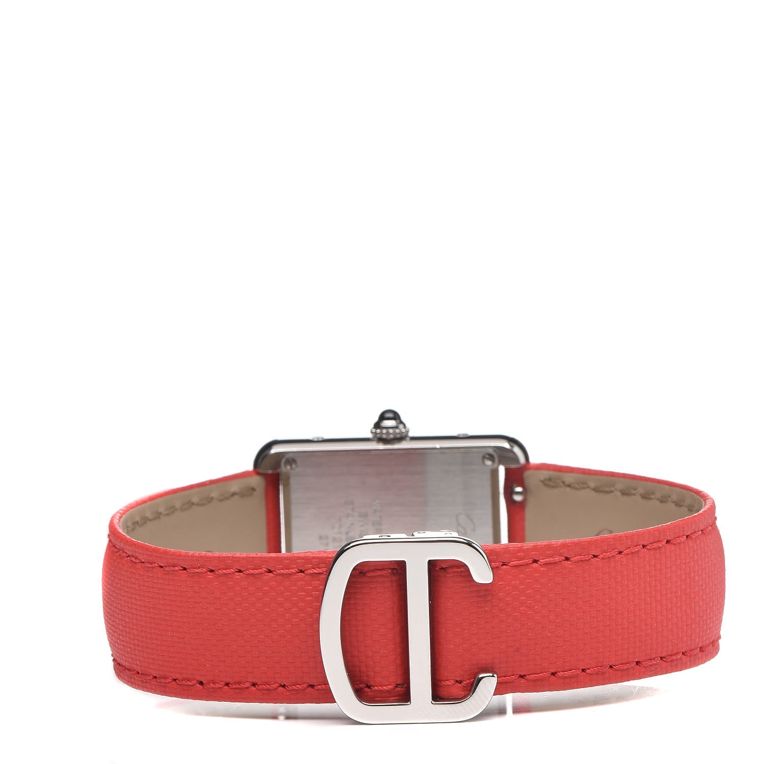 Cartier Stainless Steel Calfskin 24mm Tank Solo Quartz Watch Red 4 of 9
