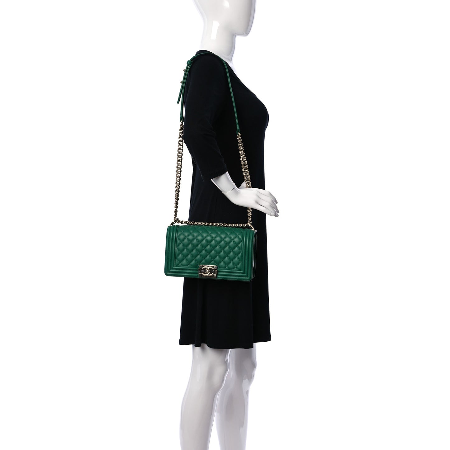 Lambskin Quilted Medium Boy Flap Green