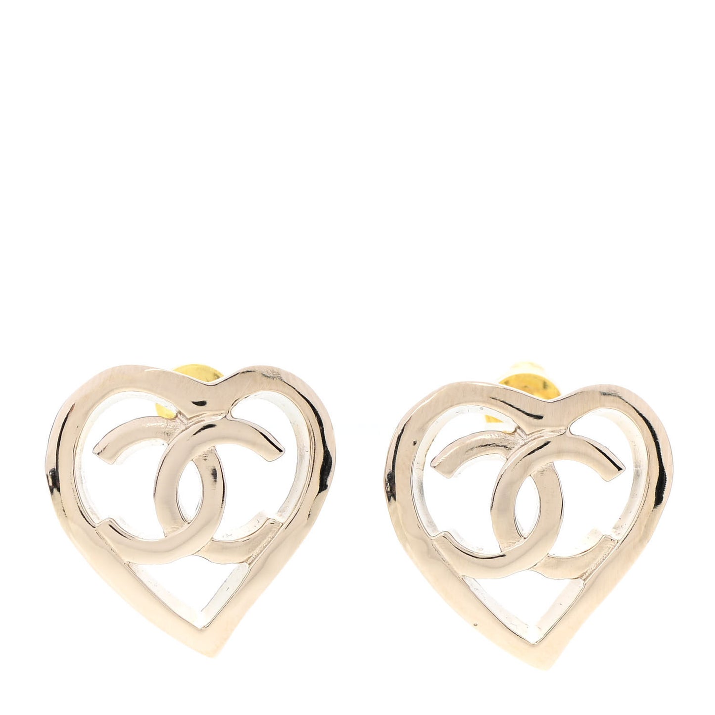Metal CC Heart Coco In Love Earrings Gold