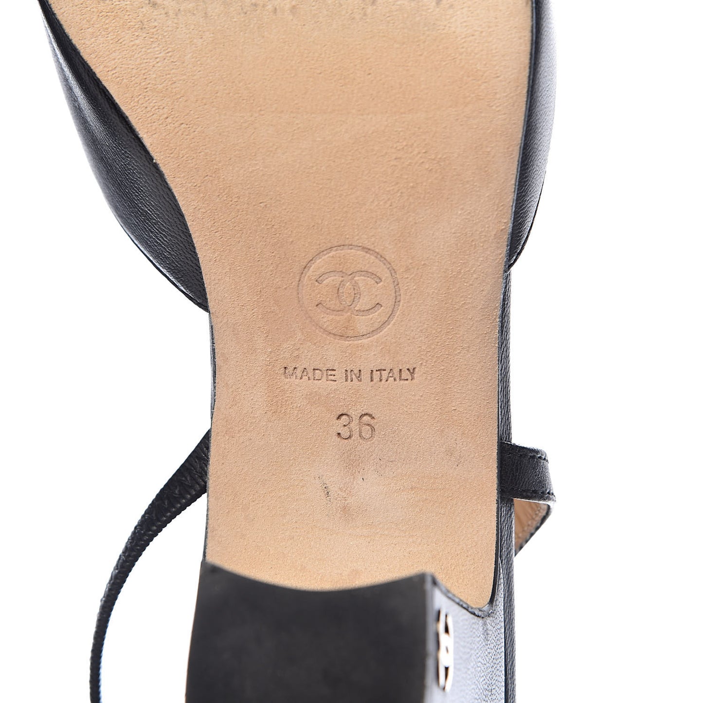 Lambskin Patent Cap Toe CC Slingback Sandals 36 Black