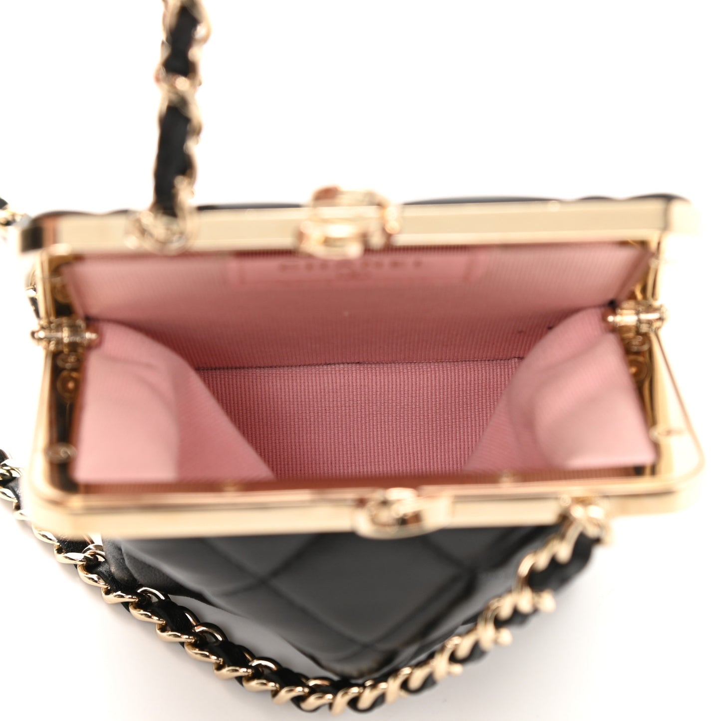Lambskin Plexi Quilted CC Evening Clutch With Chain Black