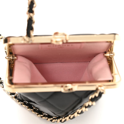 Chanel Lambskin Plexi Quilted CC Evening Clutch With Chain Black 6 of 11