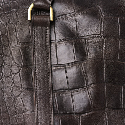 Mulberry Calfskin Crocodile Embossed Duffle Bag Brown 14 of 21