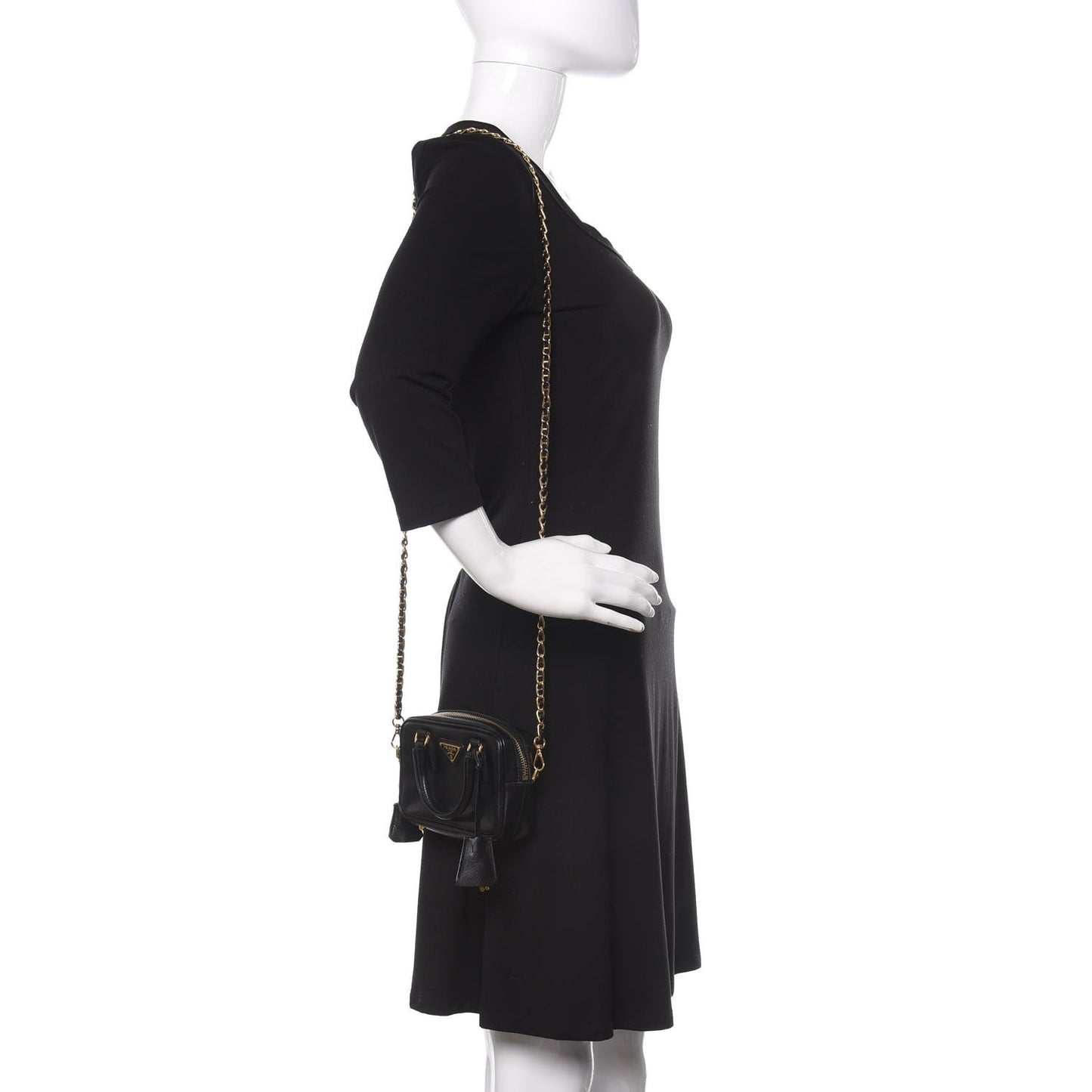 Saffiano Lux Mini Top Handle Crossbody Bag Black