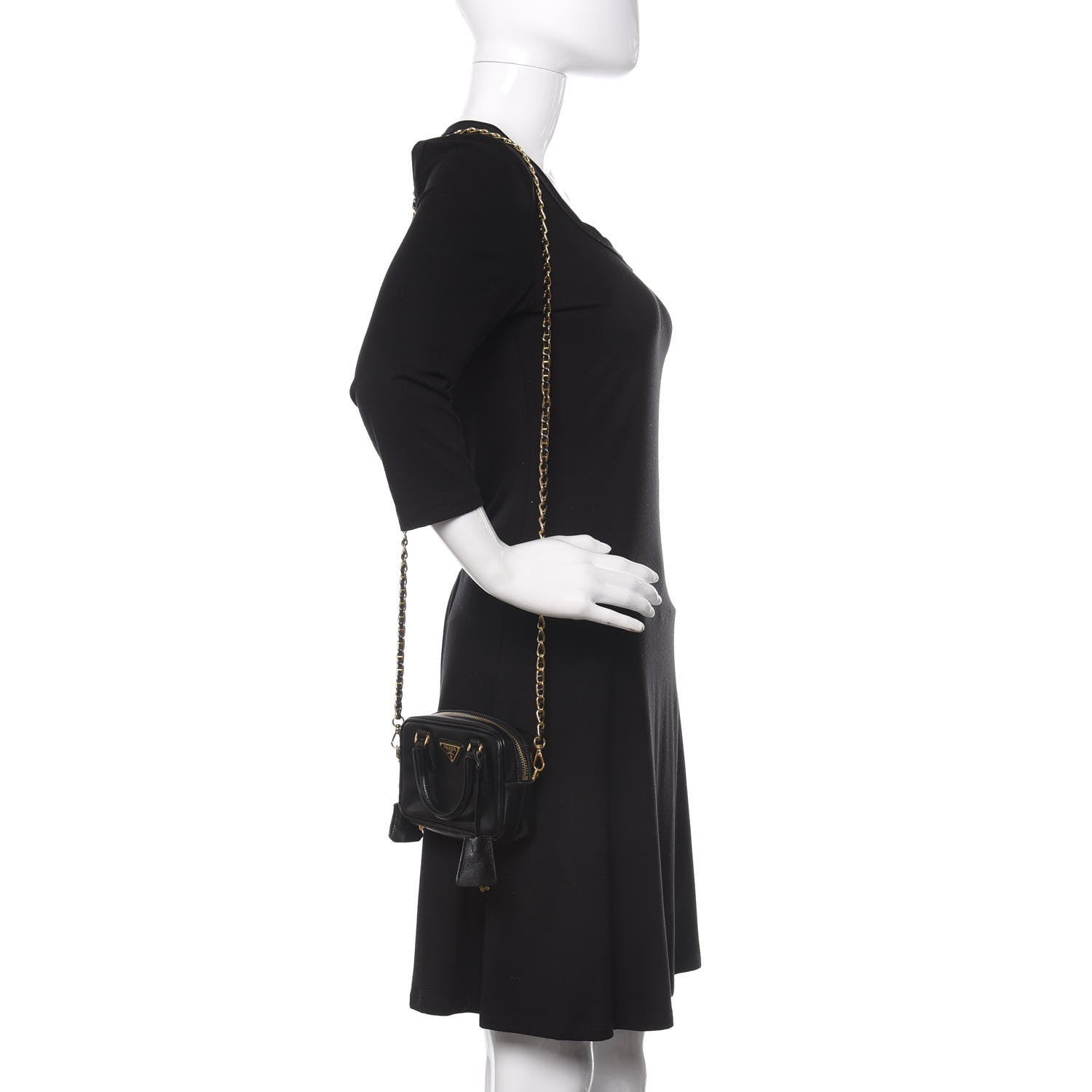 Prada Saffiano Lux Mini Top Handle Crossbody Bag Black 2 of 11