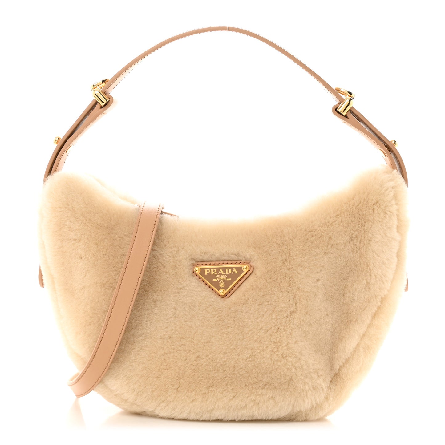Shearling Arque Shoulder Bag Ecru Noisette