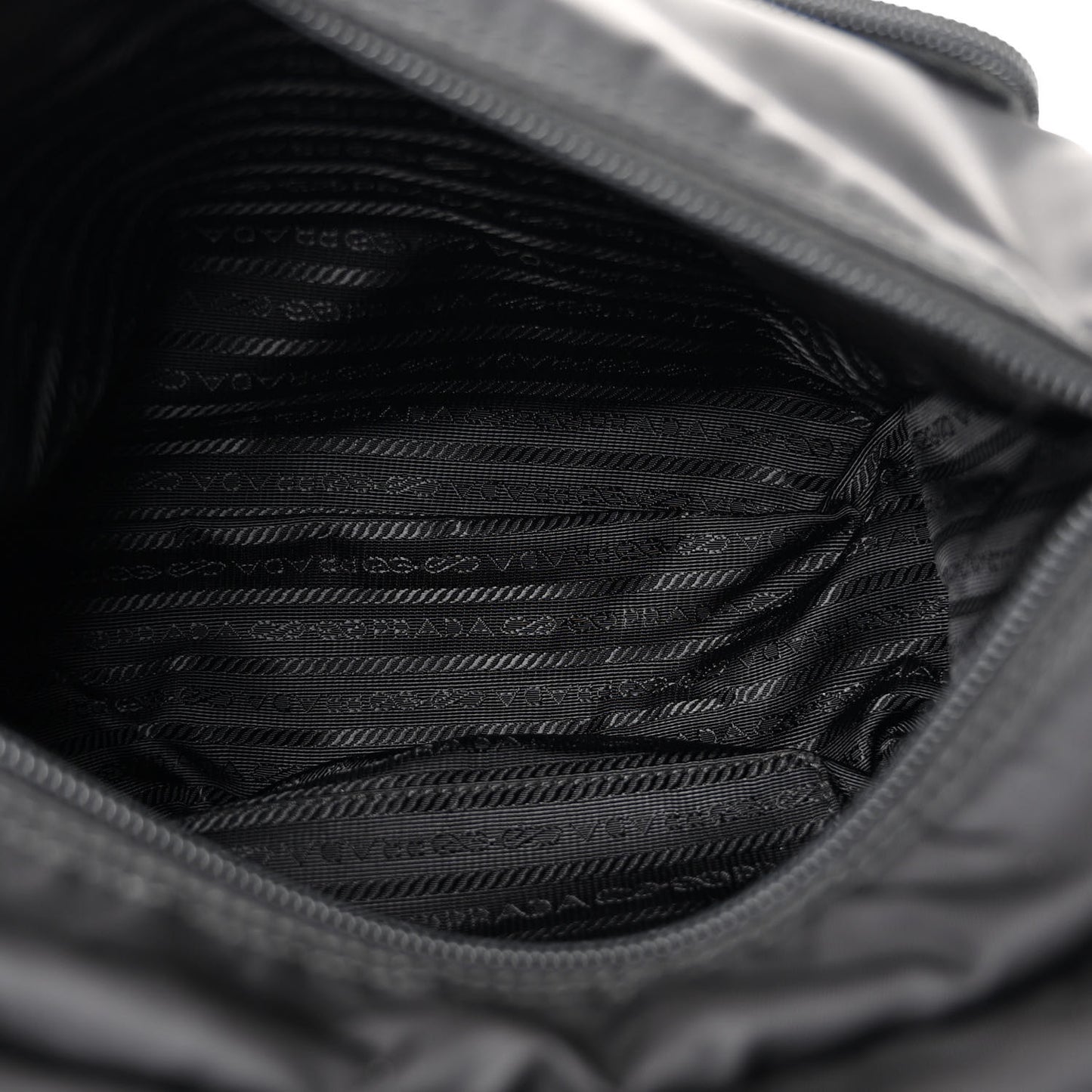 Re-Nylon Vela Saffiano Pocket Double Buckle Messenger Shoulder Bag Black