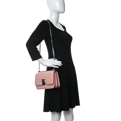 Burberry Calfskin Monogram Embossed Small TB Chain Bag Blush Pink 2 of 9