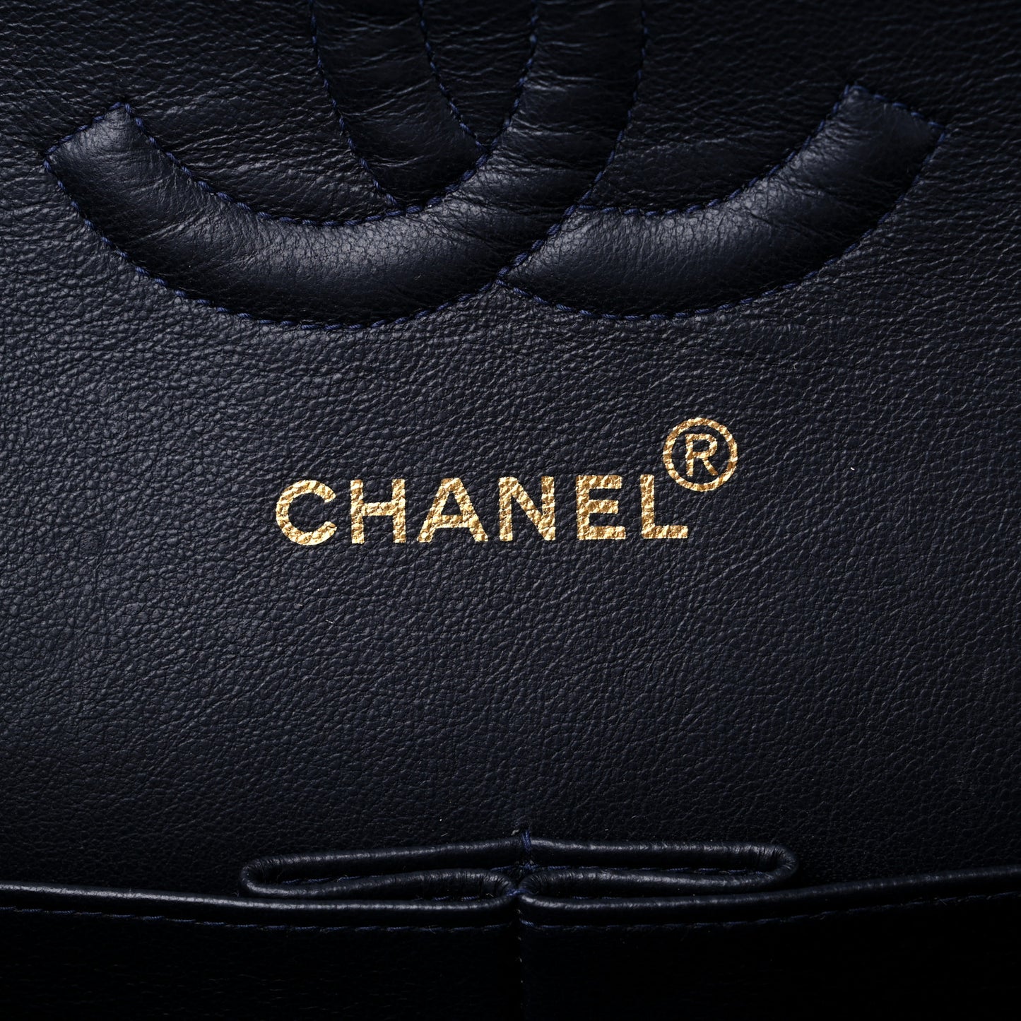 Lambskin Quilted Medium Double Flap Navy