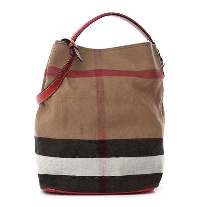 Burberry Canvas Mega Check Medium Susanna Hobo Red 1 of 11