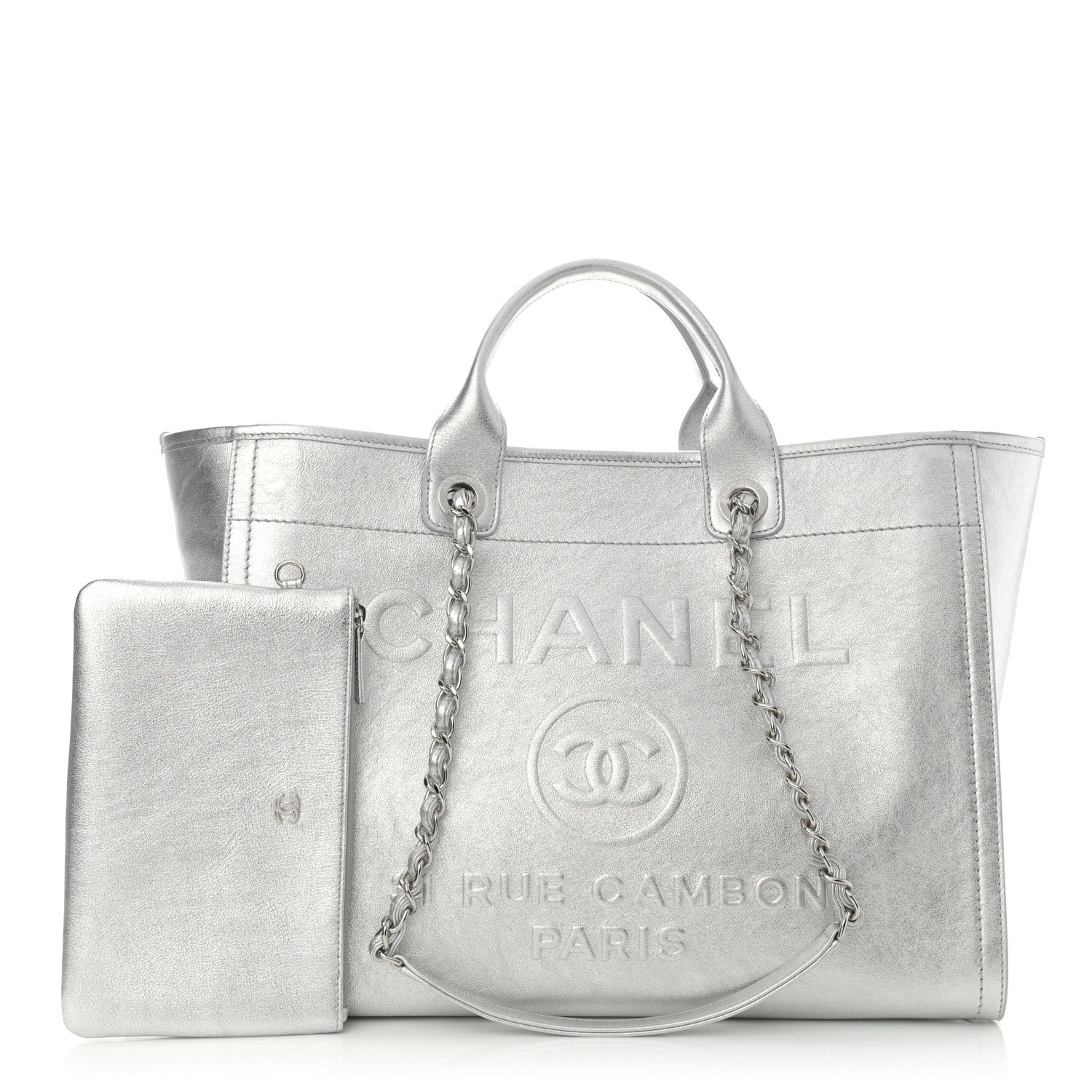 Chanel Metallic Calfskin Medium Deauville Tote Silver 1 of 11