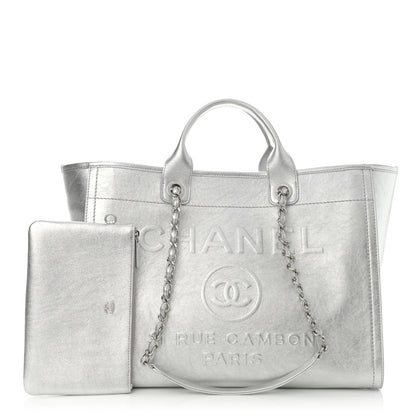 Chanel Metallic Calfskin Medium Deauville Tote Silver 1 of 11