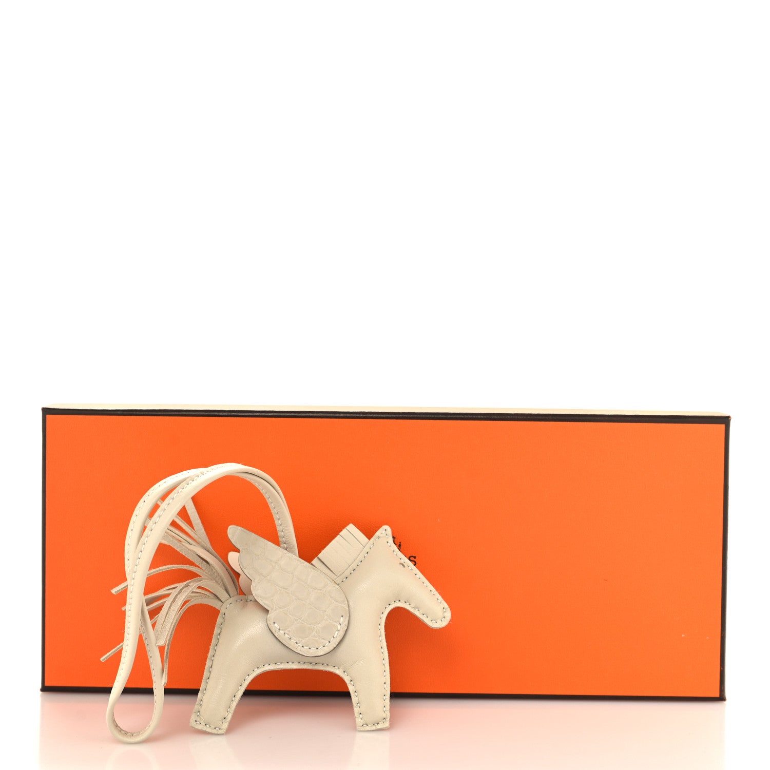 Hermes Milo Lambskin Matte Alligator Touch Grigri Rodeo Pegase Horse Bag Charm PM Craie Nata Beton 5 of 5