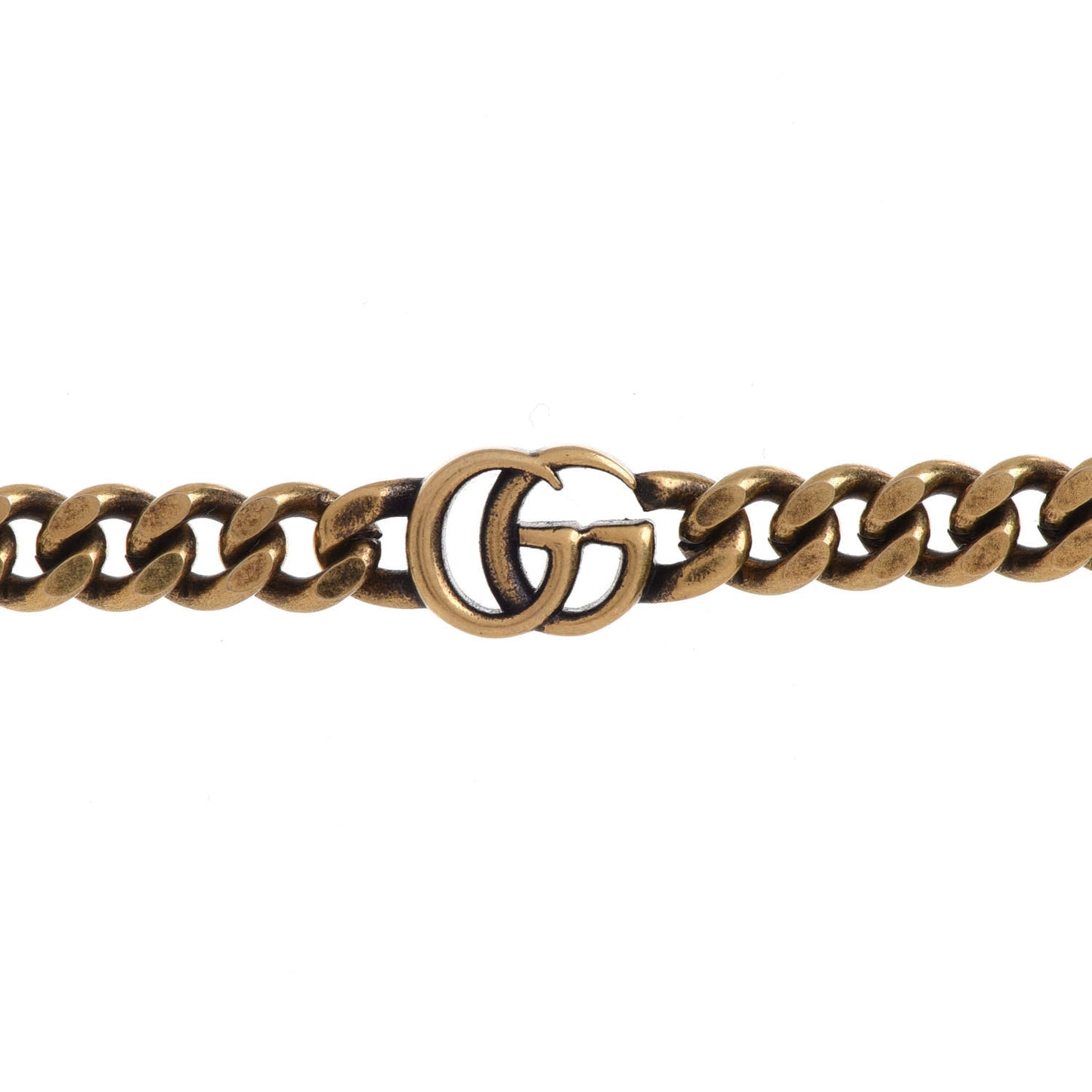 Crystal Embellished Double G Necklace Aged Gold