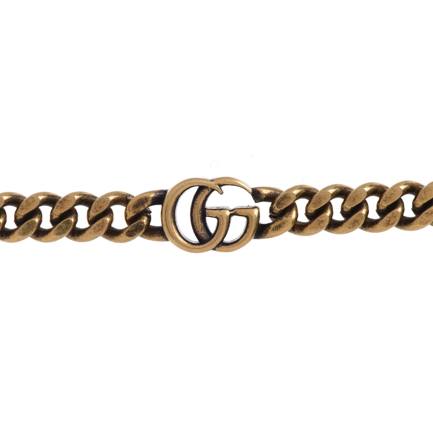 Gucci Crystal Embellished Double G Necklace Aged Gold 5 of 9