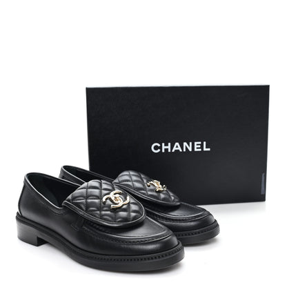 Chanel Lambskin Quilted CC Turnlock Loafers 39 Black 10 of 11