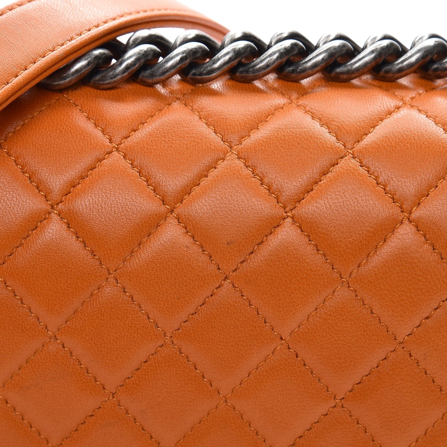 Lambskin Quilted Medium Boy Flap Orange