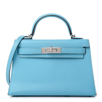 Hermes Chevre Mysore Mini Kelly Sellier 20 Celeste 1 of 10
