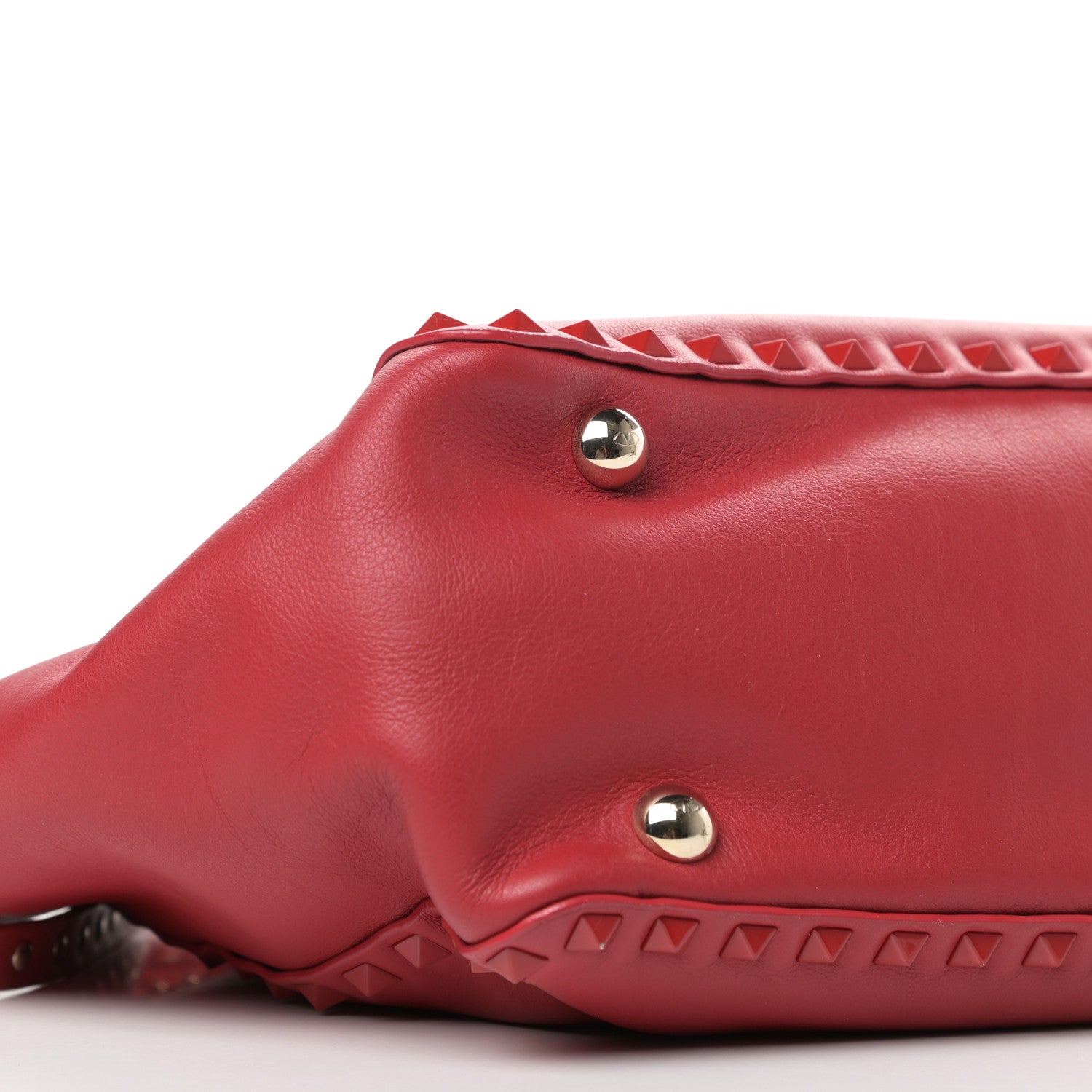 Valentino Garavani Vitello Monochrome Small Rockstud Tote Rosso Valentino 7 of 9