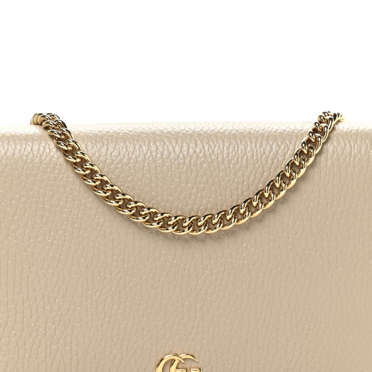Dollar Calfskin Mini GG Marmont Chain Wallet Taupe Light Yellow
