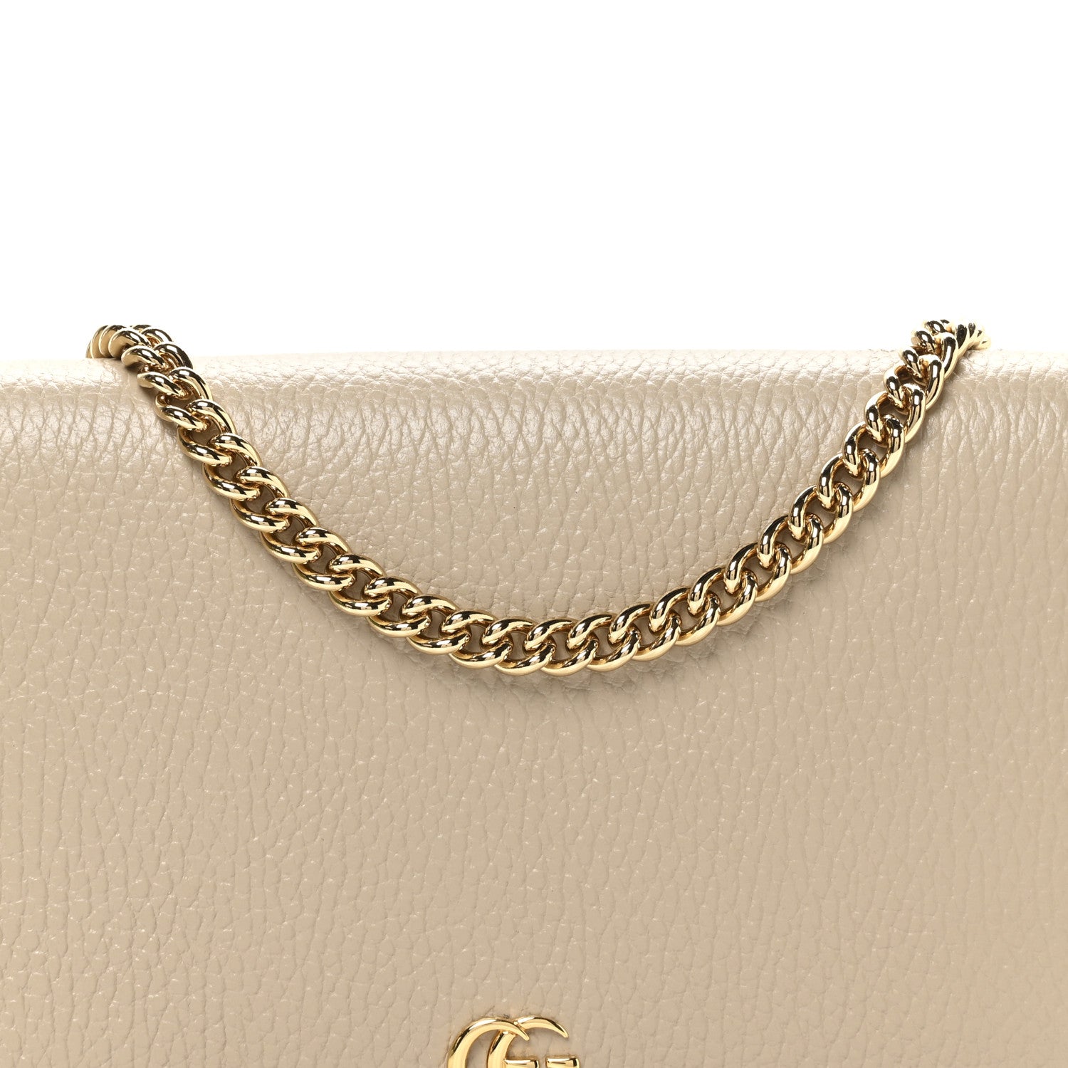 Gucci Dollar Calfskin Mini GG Marmont Chain Wallet Taupe Light Yellow 8 of 11