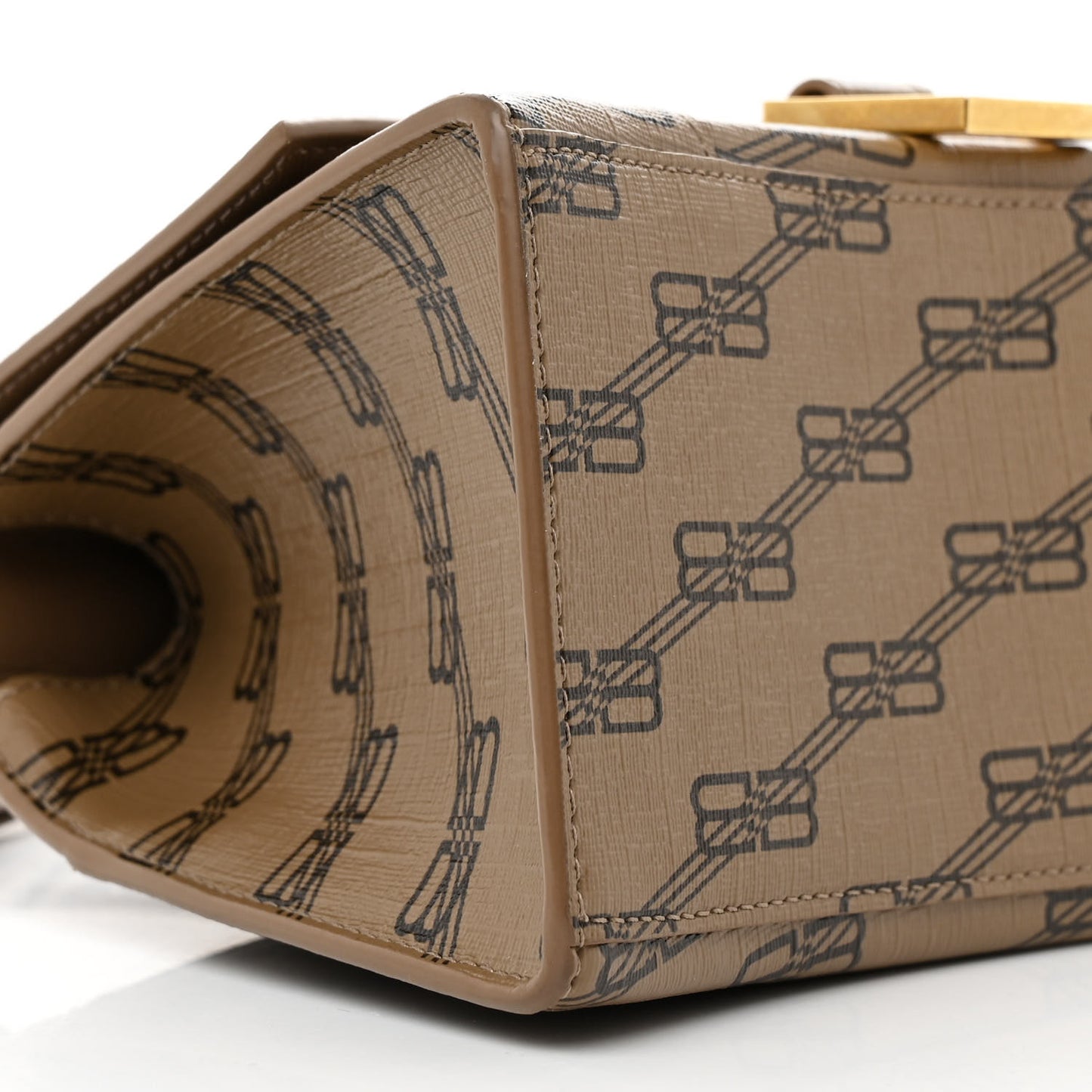 Coated Canvas BB Monogram Small Hourglass Top Handle Bag Beige Brown