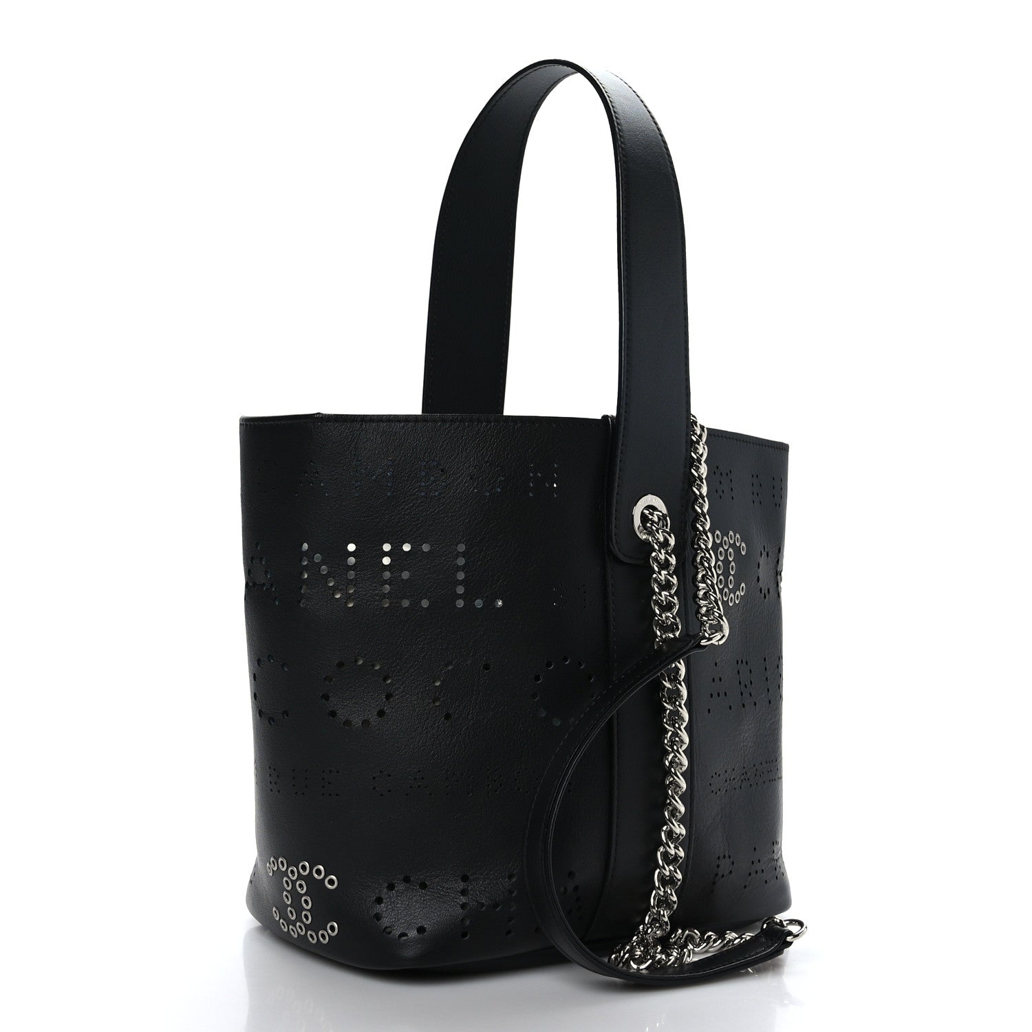 Chanel Calfskin Tweed Small Piercing Light Bucket Bag Black 4 of 10