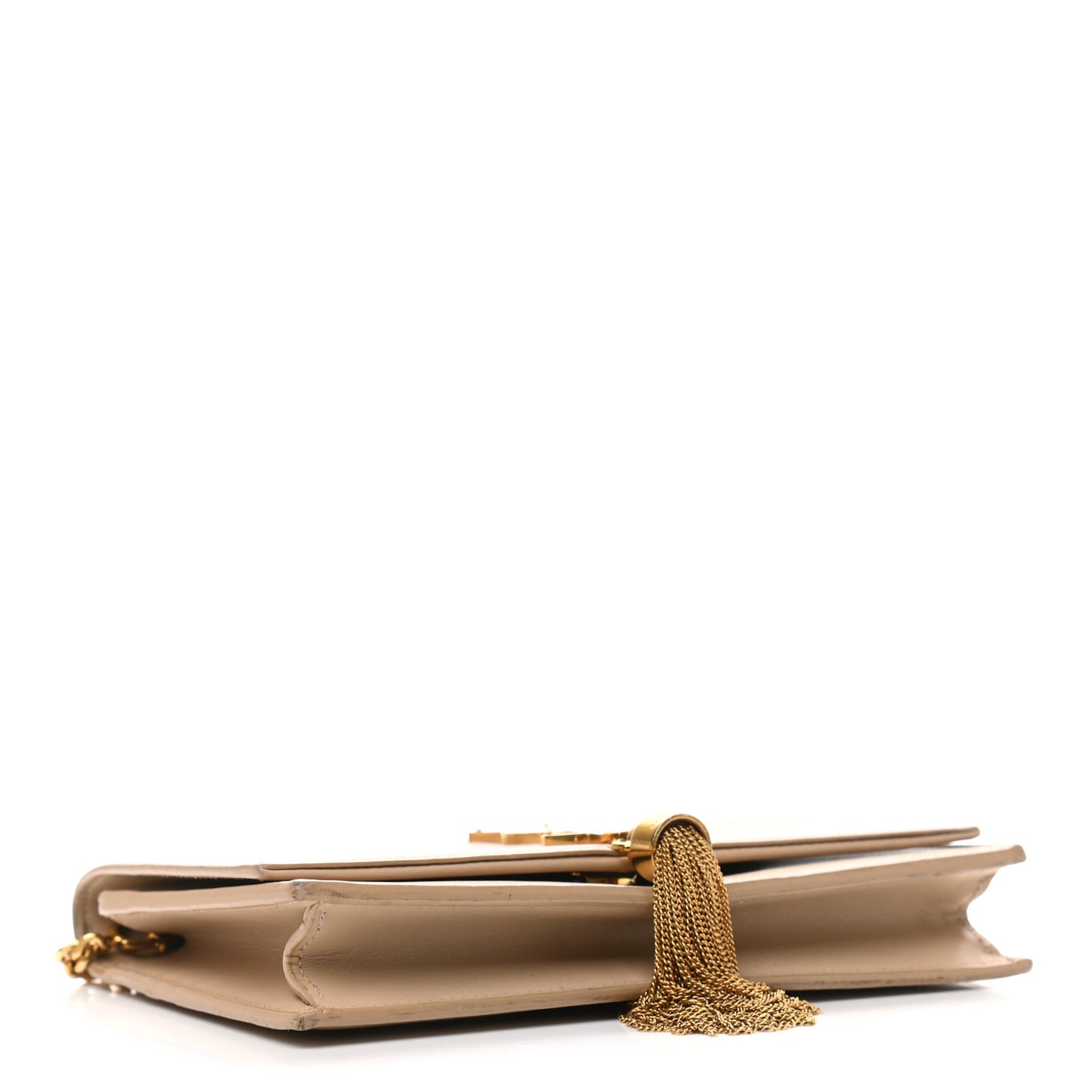 Smooth Calfskin Classic Monogram Kate Tassel Chain Wallet Light Natural