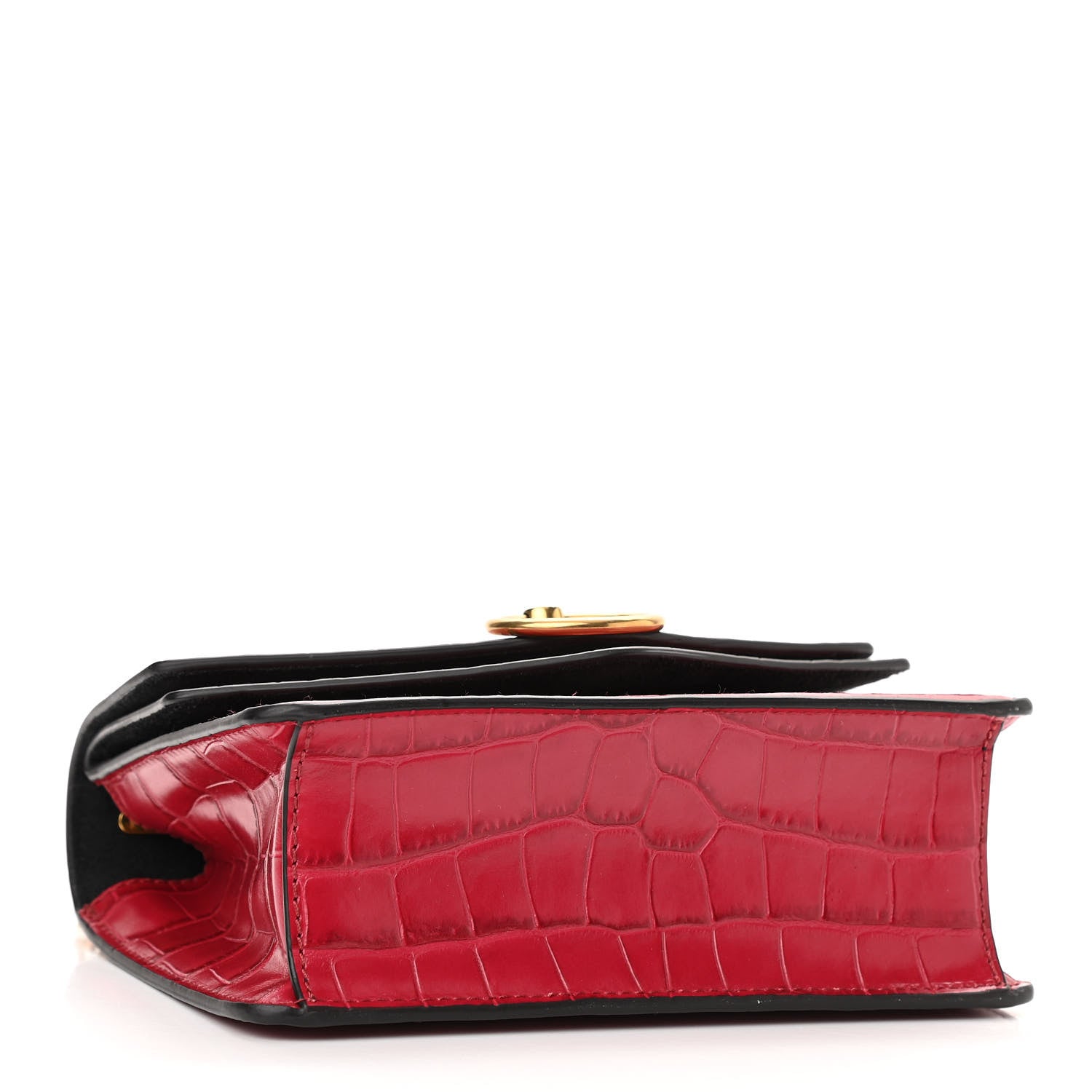 Mulberry Calfskin Crocodile Embossed Small Harlow Satchel Hibiscus Red 4 of 9