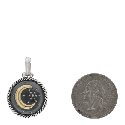 David Yurman Sterling Silver 18K Yellow Gold Diamond Moon & Star Amulet Charm 2 of 4