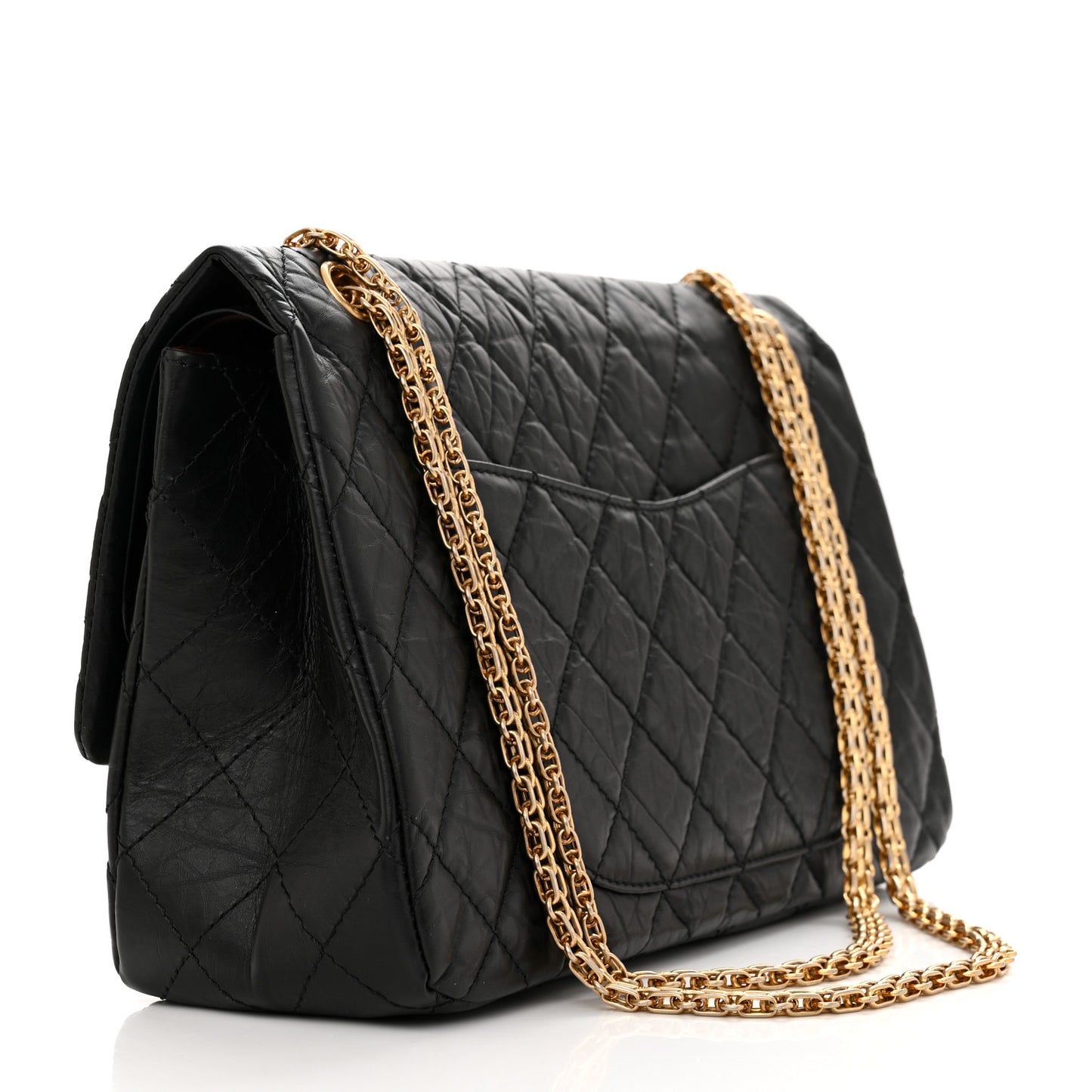 Aged Calfskin Quilted 2.55 Reissue 227 Flap Black
