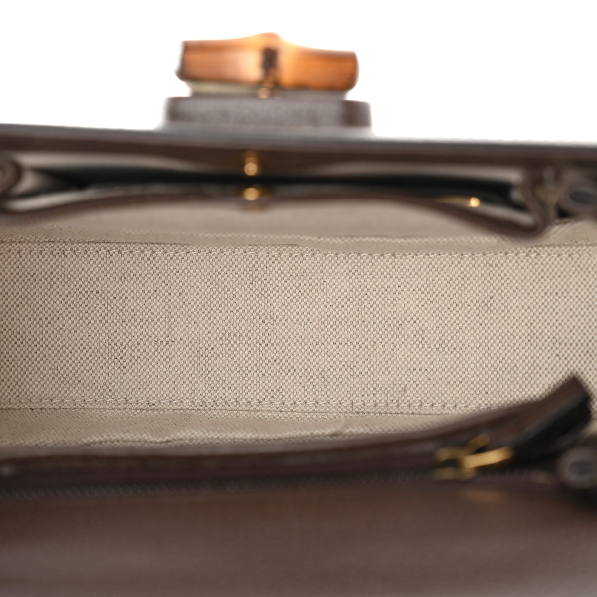 Gucci Monogram Jumbo GG Textured Dollar Calfskin Web Small Bamboo 1947 Top Handle Bag Camel Ebony New Acero 5 of 10