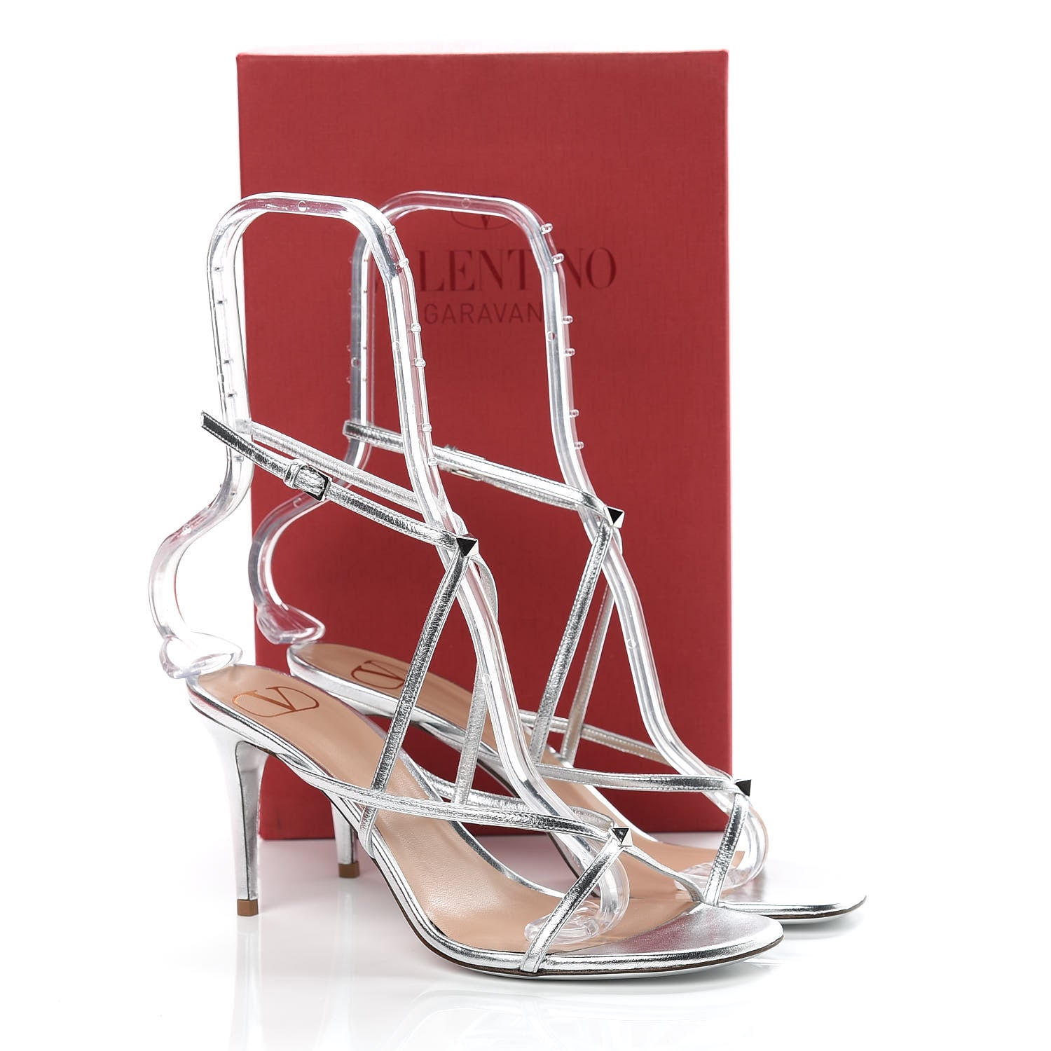 Valentino Garavani Metallic Nappa 85 Crisscross Sandals 38 Silver 12 of 12