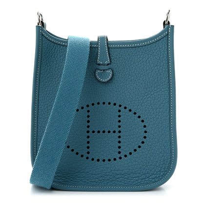 Hermes Taurillon Clemence Evelyne TPM New Blue Jean 1 of 11