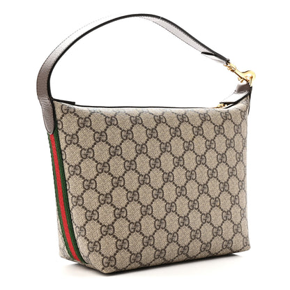 Gucci GG Supreme Monogram Textured Calfskin Web Super Mini Ophidia Shoulder Bag Beige Ebony New Acero 3 of 10