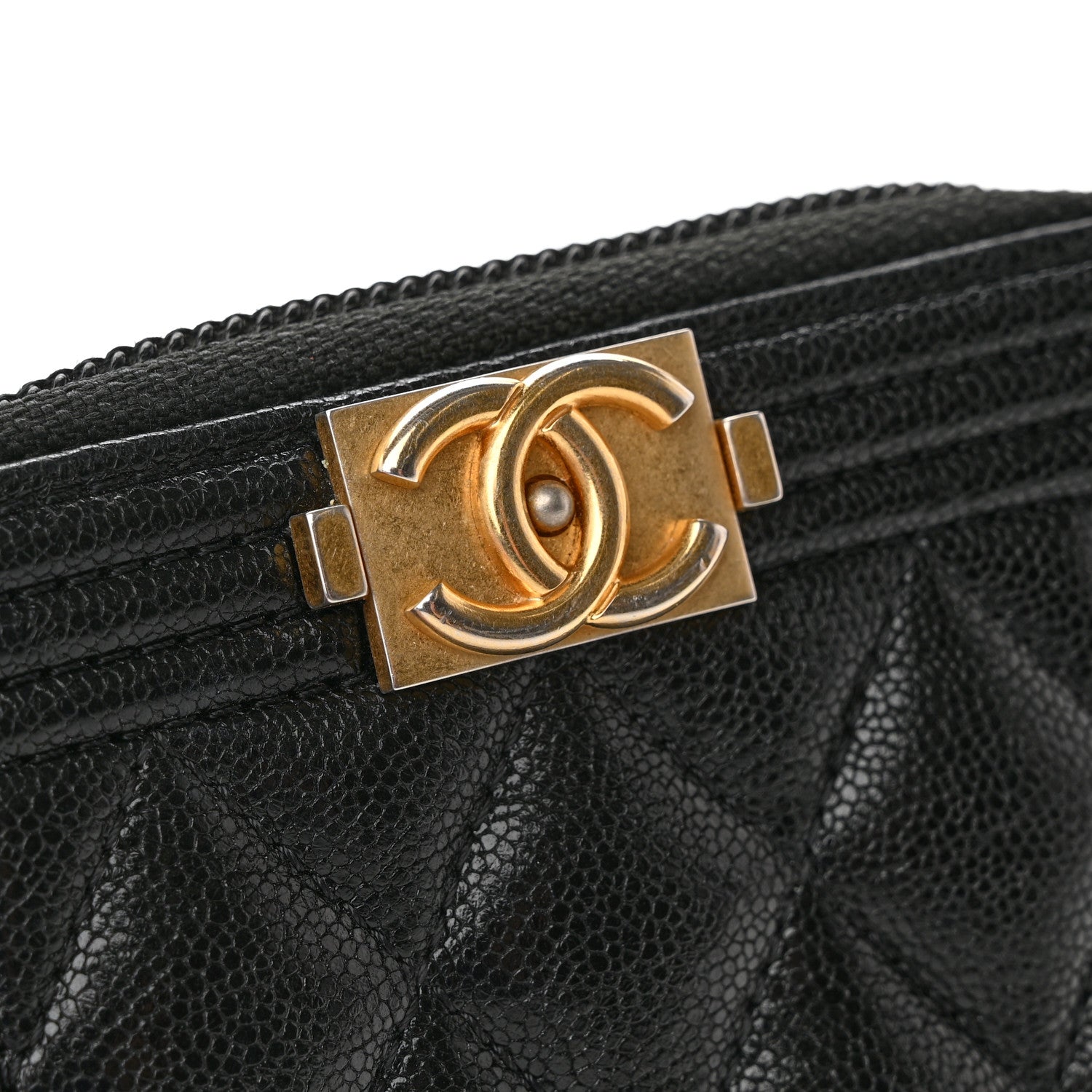 Chanel Caviar Quilted Boy Zip Around Coin Purse Wallet Black 8 of 9