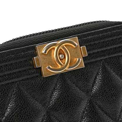 Chanel Caviar Quilted Boy Zip Around Coin Purse Wallet Black 8 of 9