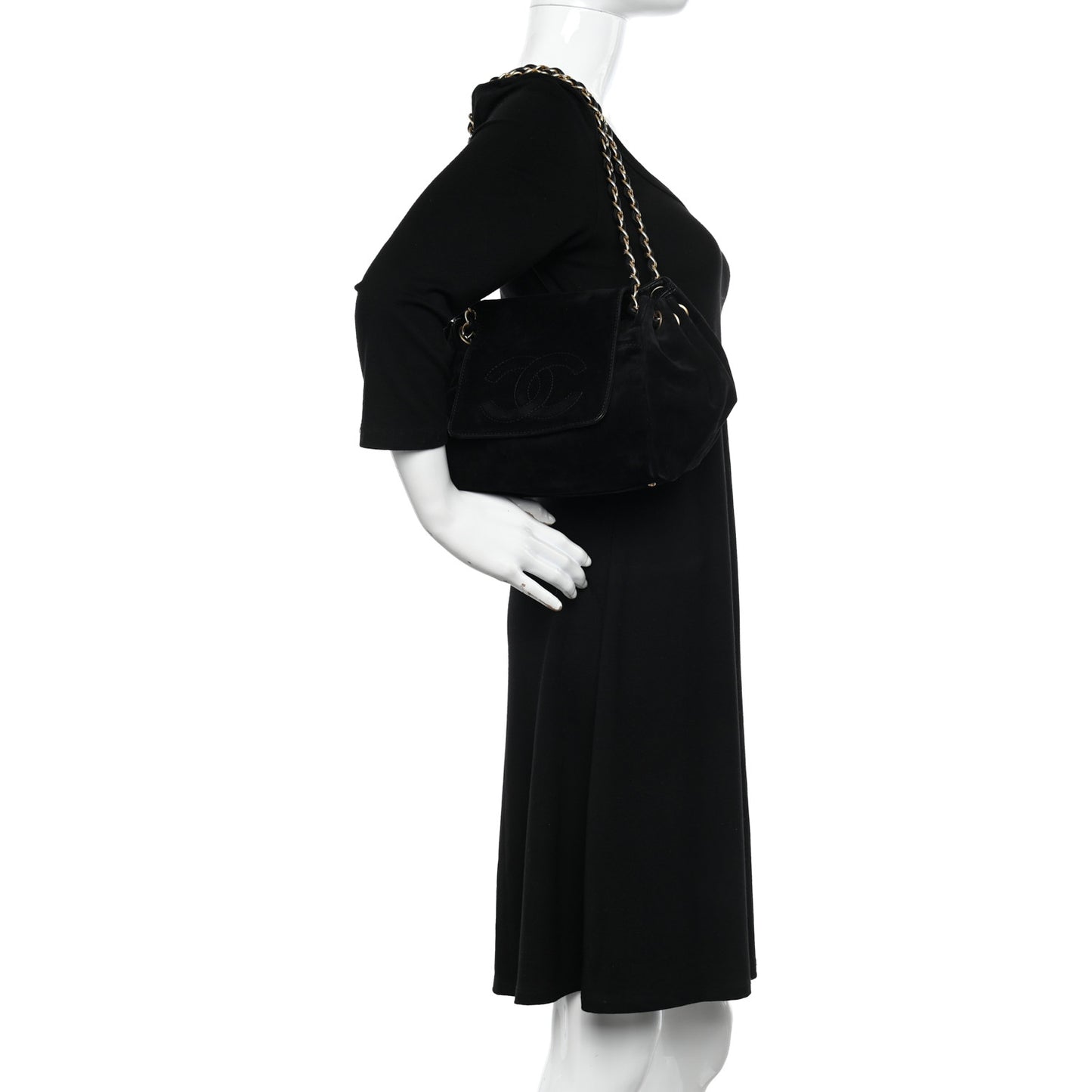 Suede Accordion Flap Black