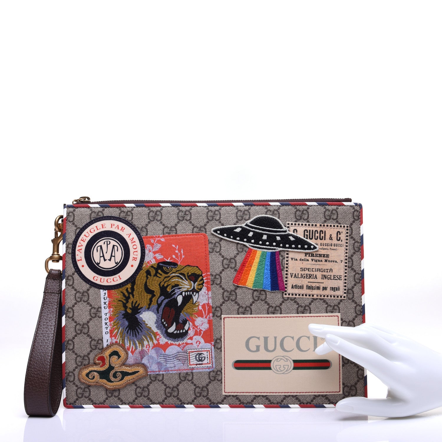 Gucci GG Supreme Monogram Courrier Documents Holder Beige New Acero 2 of 12