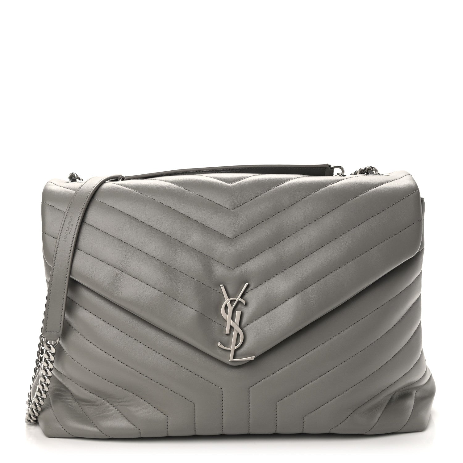 Saint Laurent Calfskin Y Quilted Monogram Large Loulou Chain Satchel Earth 1 of 9