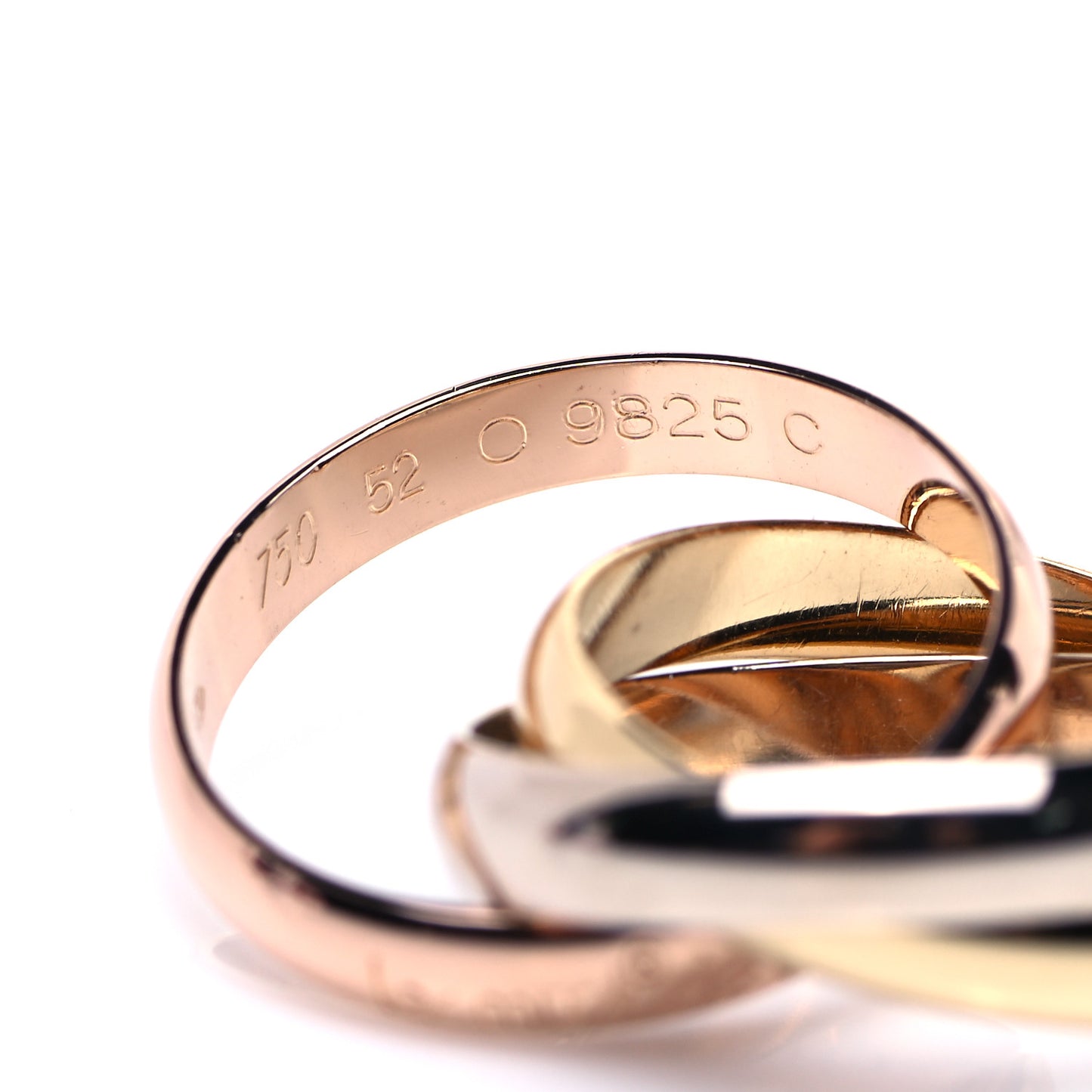 18K Pink Yellow White Gold Classic Les Must De Cartier Trinity Ring 52 6