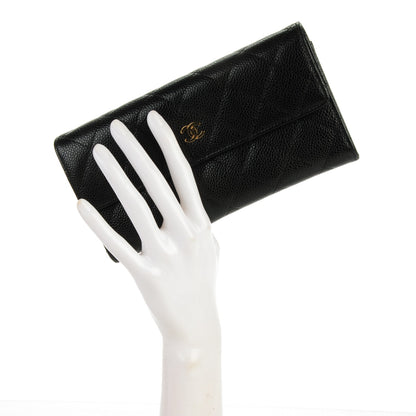 Chanel Caviar Quilted Large Gusset Flap Wallet Black 2 of 8