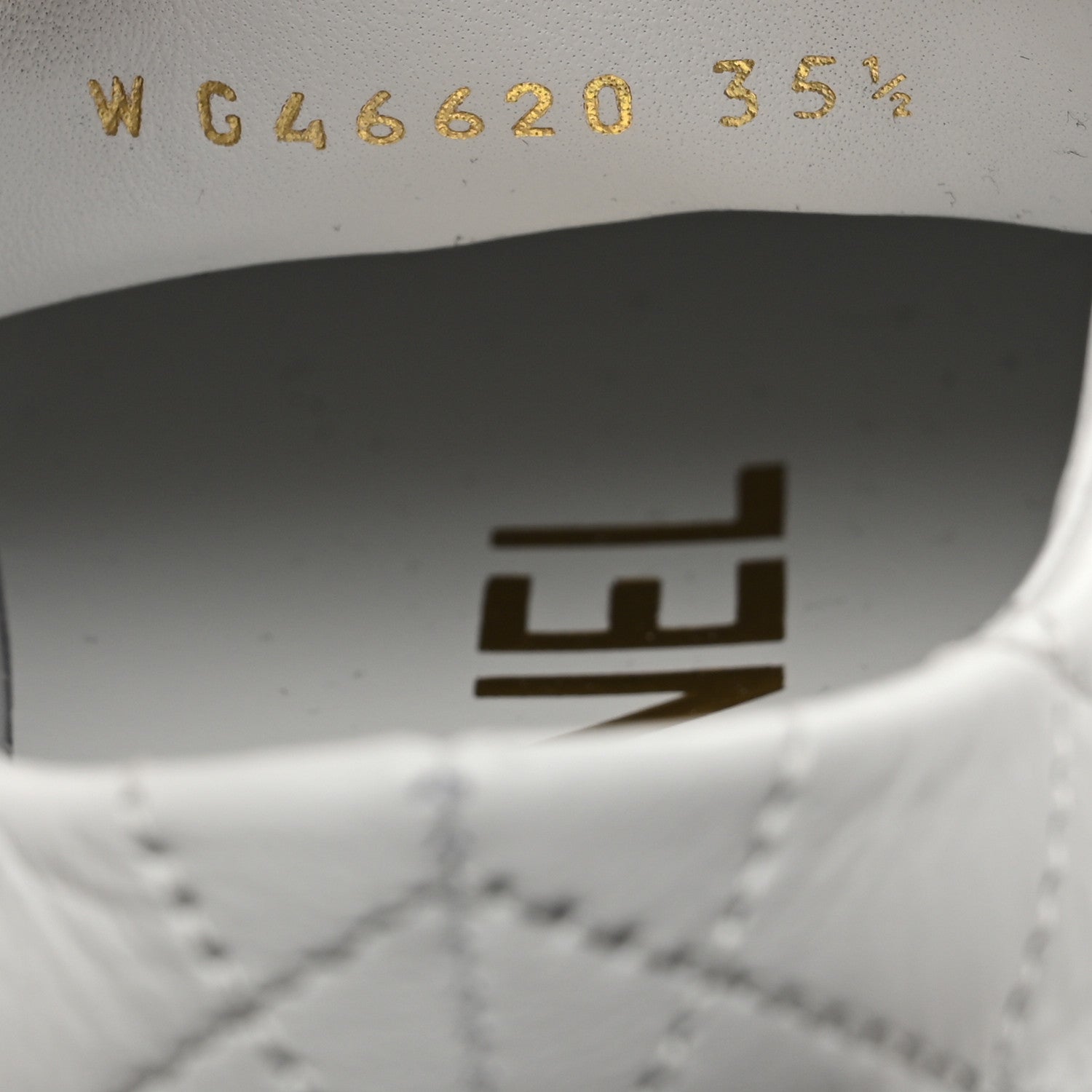 Chanel Crumpled Lambskin Patent Cap Toe CC Stitched Sneakers 35.5 White Black 8 of 10