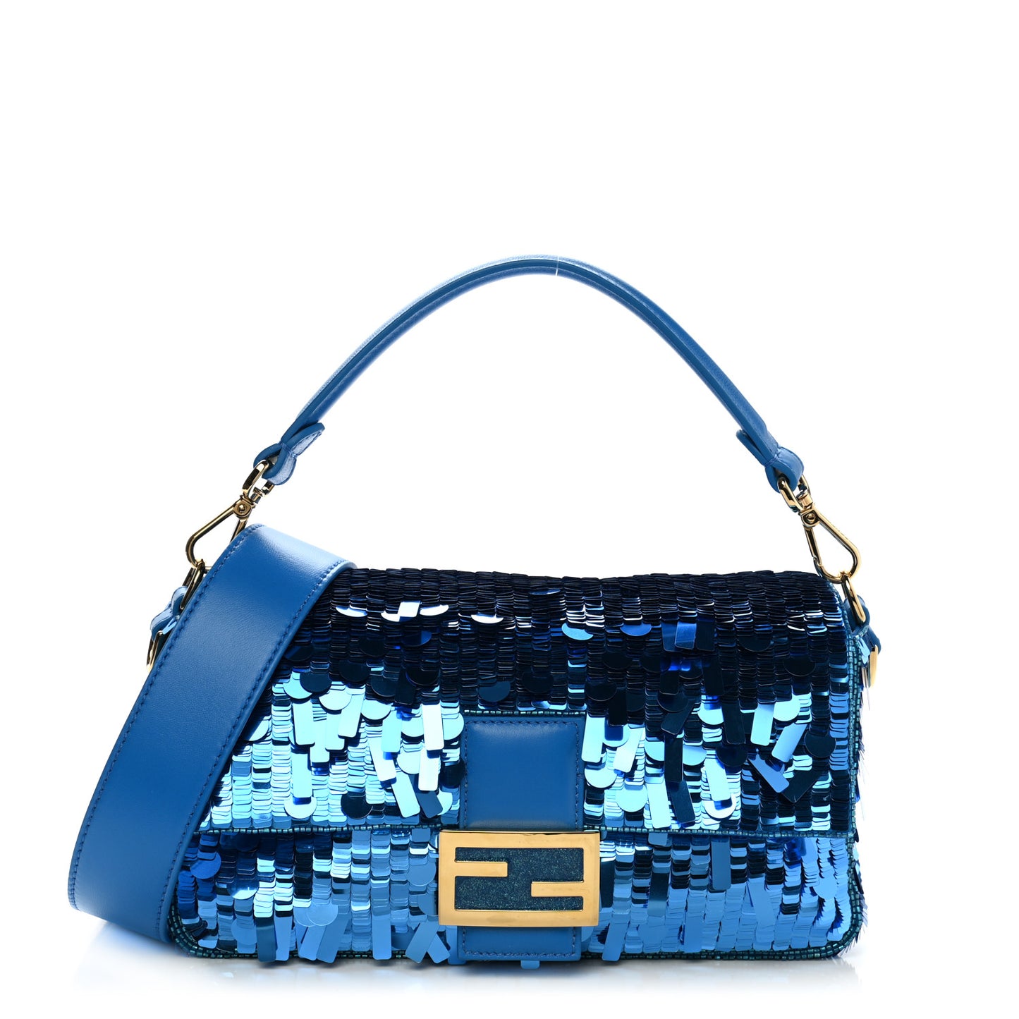 Sequin Paillettes Shiny Nappa Sex and the City Baguette Blue Blue Royal