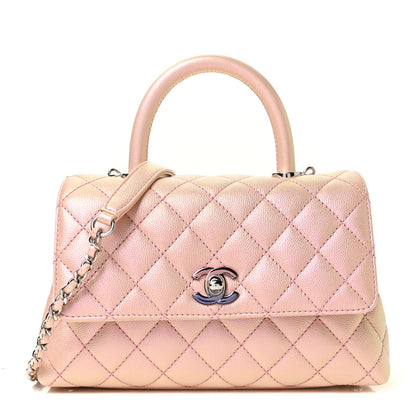 Chanel Iridescent Caviar Quilted Mini Coco Handle Flap Pink 1 of 9