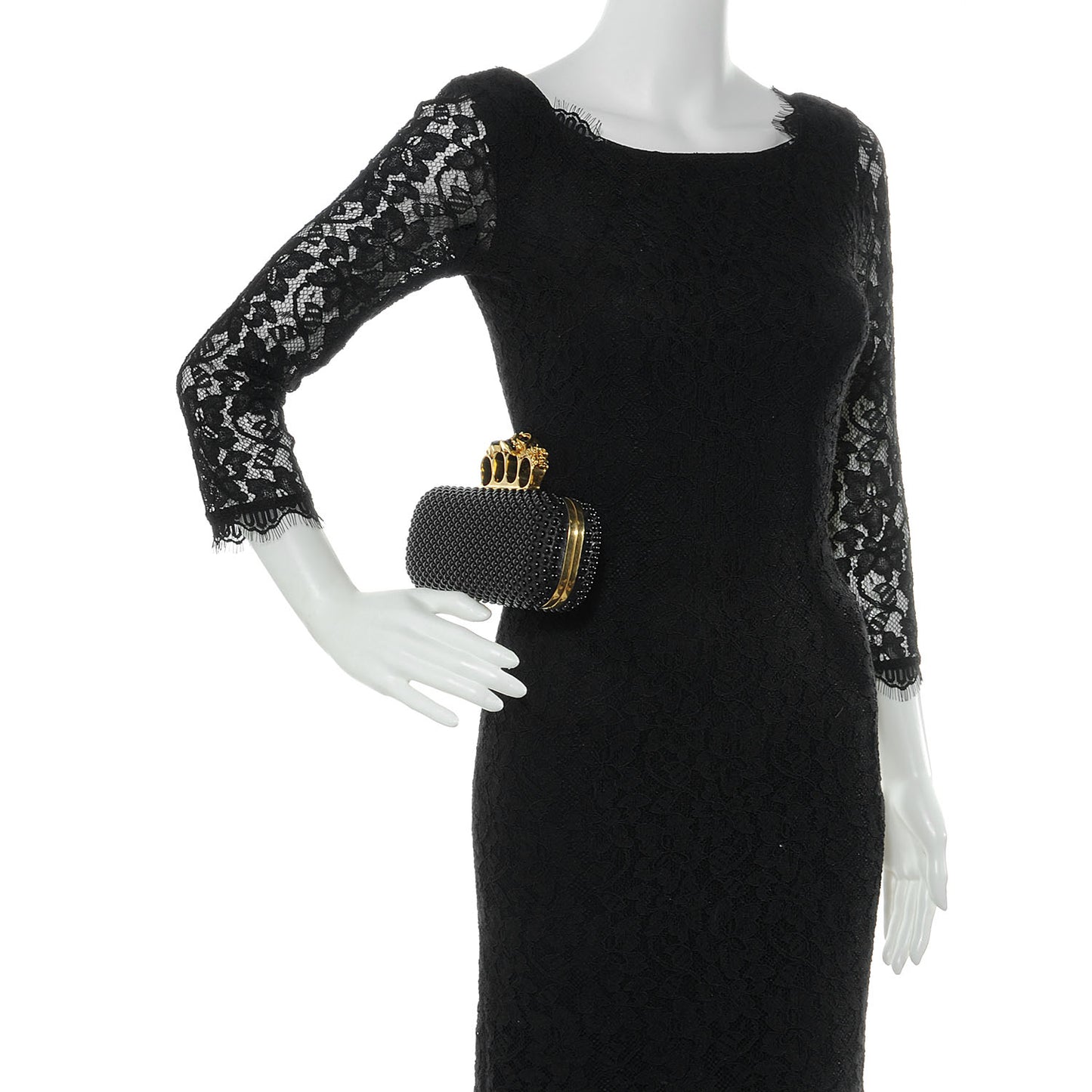 Studded Knucklebox Clutch Black
