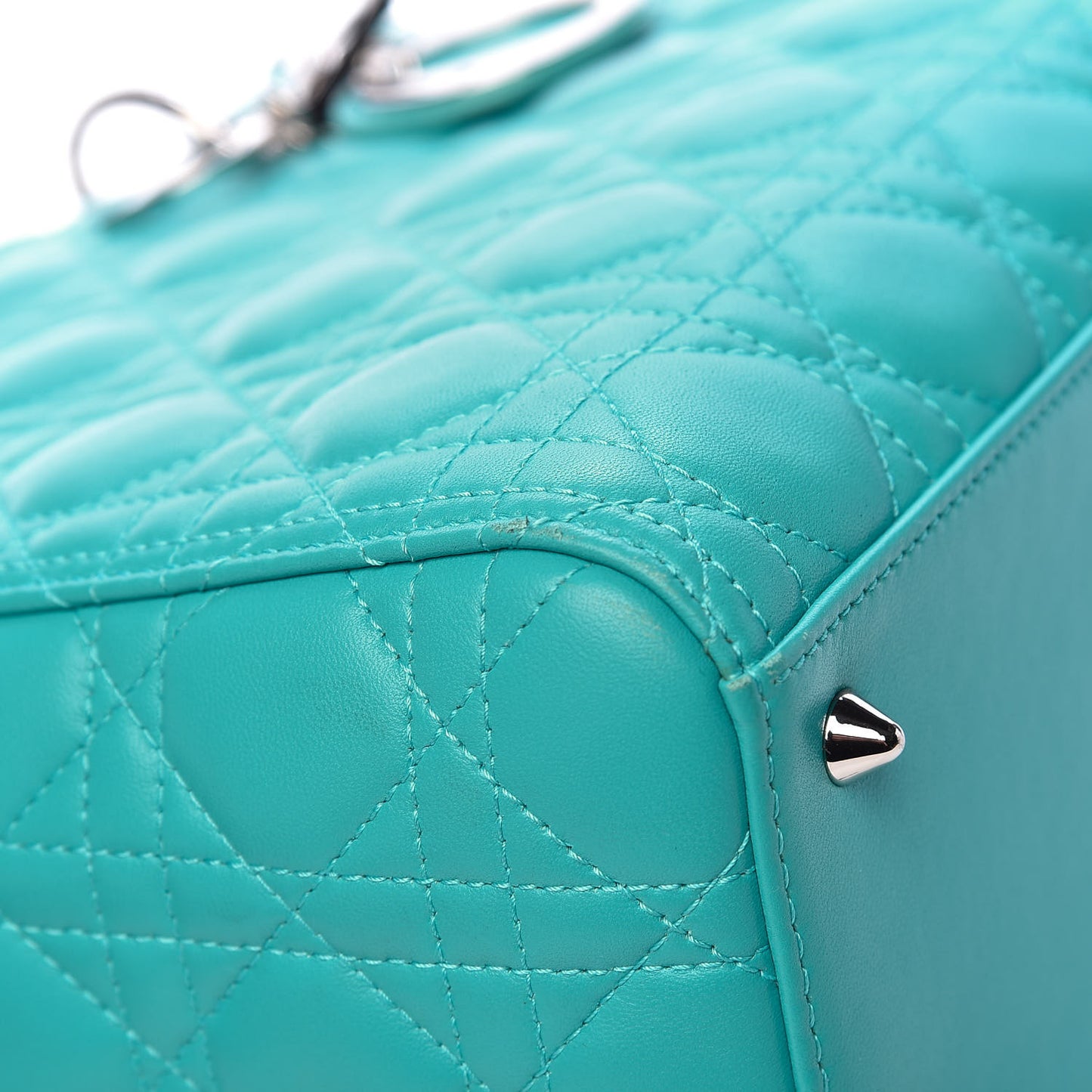 Lambskin Cannage Medium Lady Dior Turquoise